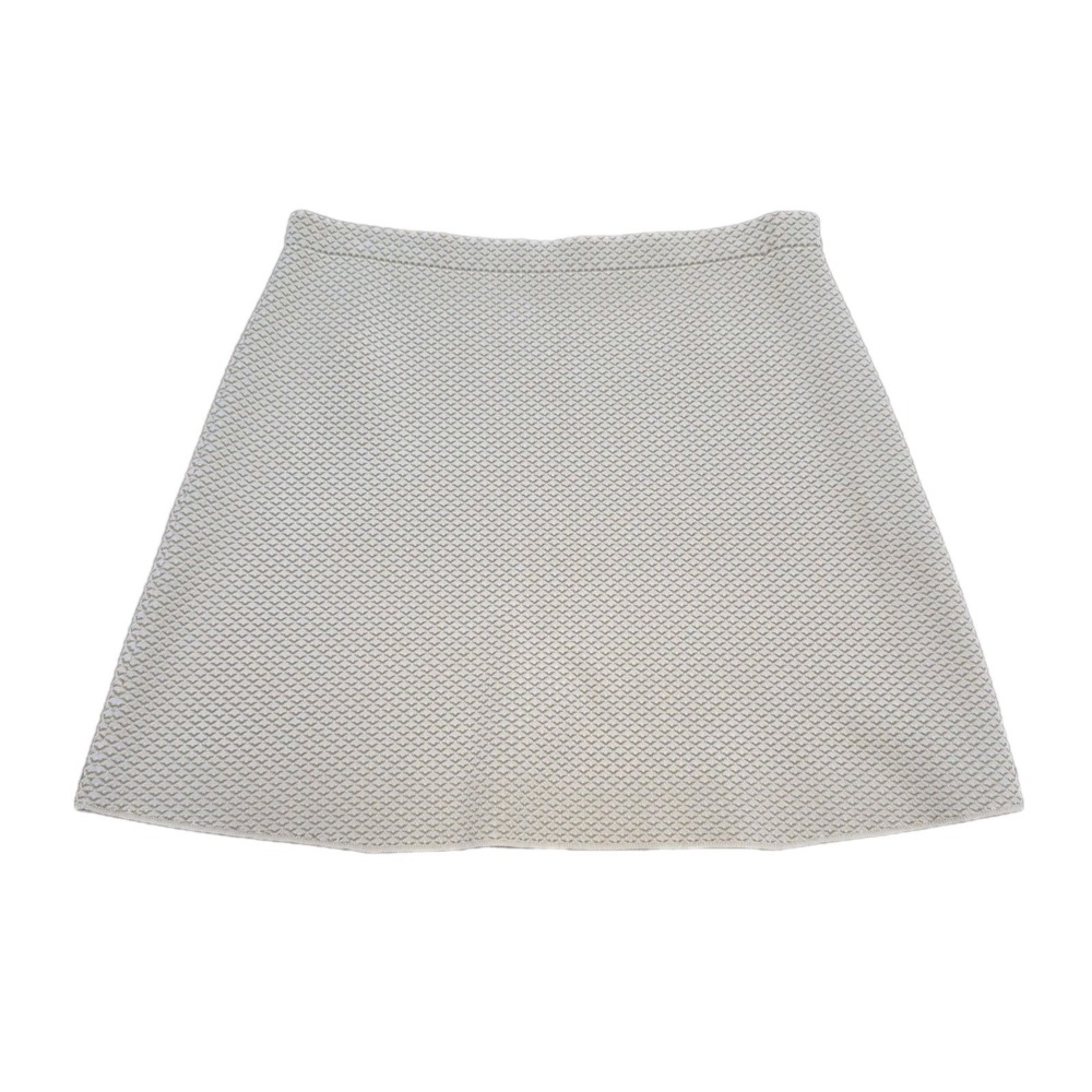 Theory Ivory Patterned Skirt Size L Teslia J Fit & Flare Coated Knit